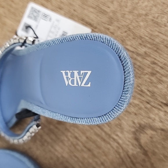 Zara Rhinestone Heeled Denim Sandals size 37 - Picture 4 of 9